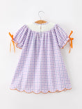 Load image into Gallery viewer, Halloween Ghost Plaid Bow Scallop Girls Dress
