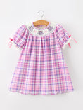 Load image into Gallery viewer, Halloween Plaid Bat Smocked Girls Dress
