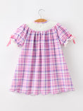 Load image into Gallery viewer, Halloween Plaid Bat Smocked Girls Dress
