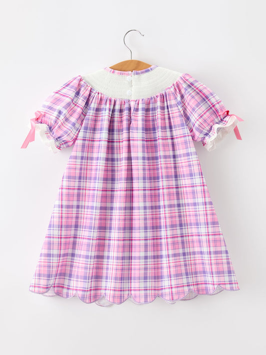 Halloween Plaid Bat Smocked Girls Dress
