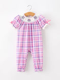 Load image into Gallery viewer, Halloween Plaid Bat Smocked Girls Romper
