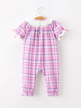 Load image into Gallery viewer, Halloween Plaid Bat Smocked Girls Romper
