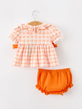 Load image into Gallery viewer, Halloween Pumpkin Plaid Girls Bloomer Set
