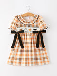 Load image into Gallery viewer, Halloween Plaid Smocked Girls Dress
