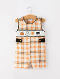 Load image into Gallery viewer, Halloween Plaid Boys JonJon Romper
