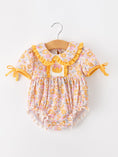 Load image into Gallery viewer, Halloween Pumpkin Floral Baby Bubble Romper
