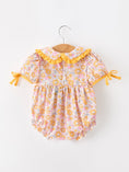 Load image into Gallery viewer, Halloween Pumpkin Floral Baby Bubble Romper
