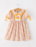 Load image into Gallery viewer, Halloween Pumpkin Floral Girls Dress
