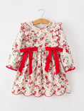 Load image into Gallery viewer, Fall Floral Bow Girls Twirl Dress
