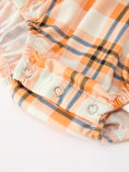 Load image into Gallery viewer, Halloween Plaid Smocked Baby Bubble Romper
