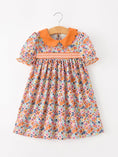 Load image into Gallery viewer, Fall Floral Smocked Petals Collar Girls Dress
