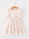 Load image into Gallery viewer, Halloween Thanksgiving Pumpkin Bow Girls Twirl Ruffle Dress
