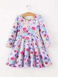 Load image into Gallery viewer, Fall Watercolor Floral Print Girls Ruffle Hem Twirl Dress
