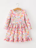 Load image into Gallery viewer, Fall Butterfly Floral Print Girls Ruffle Hem Twirl Dress
