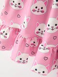 Load image into Gallery viewer, Fall Cat Print Girls Ruffle Hem Twirl Dress
