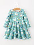 Load image into Gallery viewer, Fall Goose Print Girls Long Sleeve Twirl Dress
