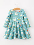 Load image into Gallery viewer, Fall Goose Print Girls Long Sleeve Twirl Dress
