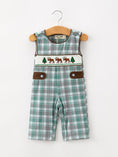Load image into Gallery viewer, Plaid Moose Smocked Baby Boy JonJon
