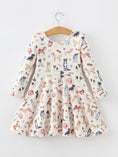 Load image into Gallery viewer, Fall Dog Print Girls Long Sleeve Twirl Dress
