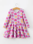 Load image into Gallery viewer, Halloween Pumpkin Print Girls Long Sleeve Twirl Dress
