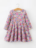 Load image into Gallery viewer, Fall Vintage Floral Print Girls Long Sleeve Twirl Dress

