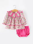Load image into Gallery viewer, Hot Pink Floral Petals Collar Girl Bloomer Set
