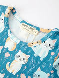Load image into Gallery viewer, Fall Cat Print Girls Long Sleeve Ruffle Hem Dress
