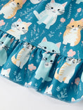 Load image into Gallery viewer, Fall Cat Print Girls Long Sleeve Ruffle Hem Dress
