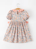 Load image into Gallery viewer, Fall Floral Girls Dress Smocked Ruffle Neck Bow
