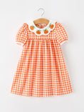 Load image into Gallery viewer, Fall Pumpkin Embroidered Puff Sleeve Girls Dress
