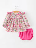 Load image into Gallery viewer, Hot Pink Floral Petals Collar Girl Bloomer Set
