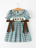 Load image into Gallery viewer, Plaid Moose Smocked Girls Puff Sleeve Dress
