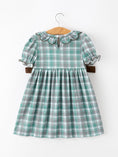 Load image into Gallery viewer, Plaid Moose Smocked Girls Puff Sleeve Dress
