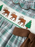 Load image into Gallery viewer, Plaid Moose Smocked Girls Puff Sleeve Dress
