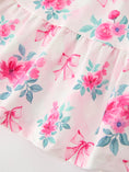 Load image into Gallery viewer, Fall Pink Floral Puff Sleeve Girls Dress
