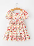 Load image into Gallery viewer, Fall Vintage Floral Puff Sleeve Girls Dress
