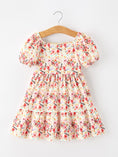 Load image into Gallery viewer, Fall Vintage Floral Puff Sleeve Girls Dress
