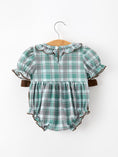 Load image into Gallery viewer, Plaid Moose Smocked Baby Girl Bubble Romper
