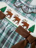 Load image into Gallery viewer, Plaid Moose Smocked Baby Girl Bubble Romper

