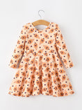 Load image into Gallery viewer, Halloween Pumpkin Girls Long Sleeve Dress
