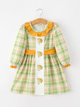 Load image into Gallery viewer, Thanksgiving Turkey Applique Plaid Girls Long Sleeve Dress
