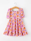 Load image into Gallery viewer, Thanksgiving Halloween Pumpkin Bow Ruffled Girls Dress
