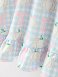 Load image into Gallery viewer, Fall Pumpkin Bow Plaid Girls Ruffle Hem Dress
