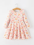 Load image into Gallery viewer, Fall Pink Pumpkin Girls Long Sleeve Twirl Dress
