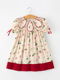 Load image into Gallery viewer, Fall Gingham Girls Dress Ruffle Collar Bow
