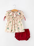 Load image into Gallery viewer, Fall Gingham Baby Bloomer Set Ruffle Collar Bow
