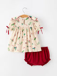 Load image into Gallery viewer, Fall Gingham Baby Bloomer Set Ruffle Collar Bow
