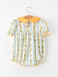 Load image into Gallery viewer, Fall Smocked Floral & Stripe Baby Girl Romper with Scallop Collar
