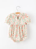 Load image into Gallery viewer, Fall Blush Floral Baby Romper Smocked Petal Collar
