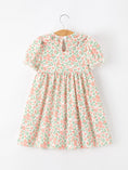 Load image into Gallery viewer, Fall Blush Floral Girls Dress Smocked Petal Collar
